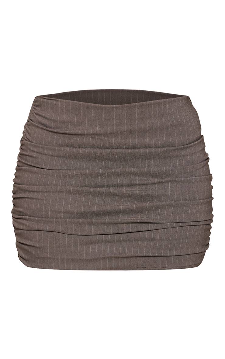 Gris Jupe Mini Co-ord Shape À Rayures Fines Et Fronces