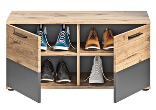 Sitzbank Mason, Basalt grau Nox Oak braun 90x45x37 cm