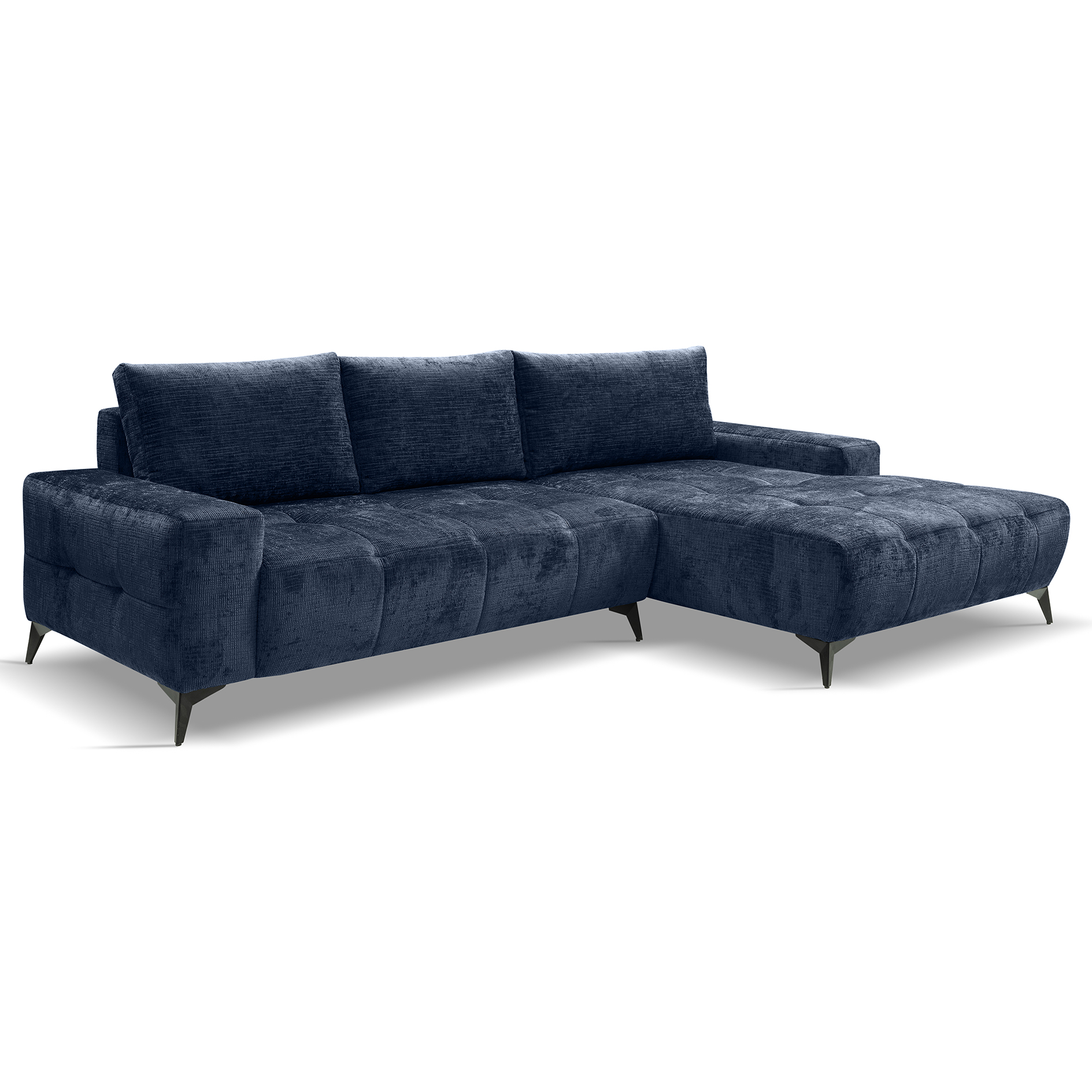 Ecksofa - deepblue - Liegefunktion - Staukasten - Longchair rechts