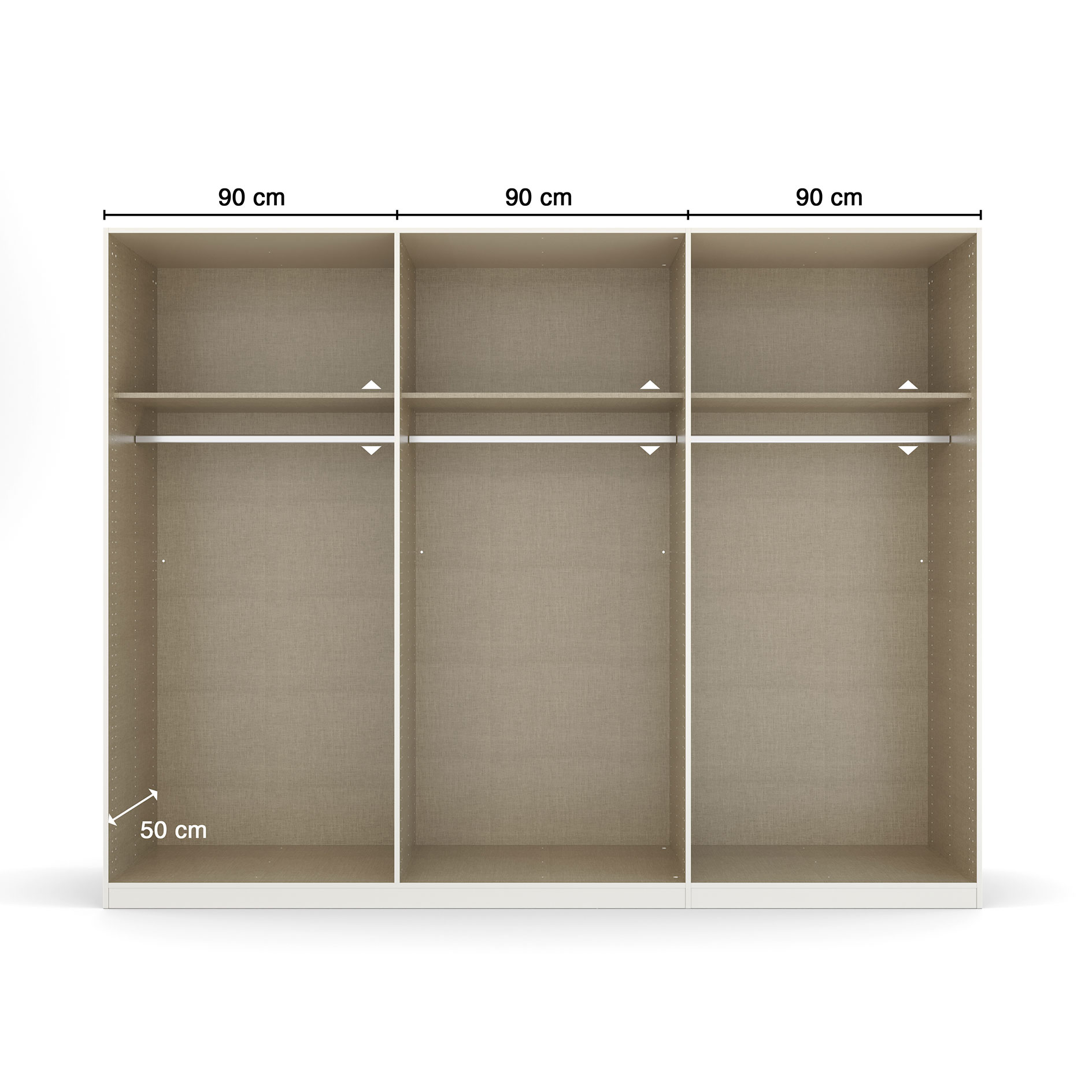 Drehtürenschrank - seidengrau - 6 Türen - 271 cm