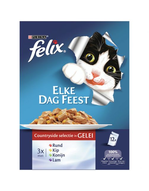 Felix Multipack Maaltijdzakjes Elke Dag Feest 100 g - Kattenvoer