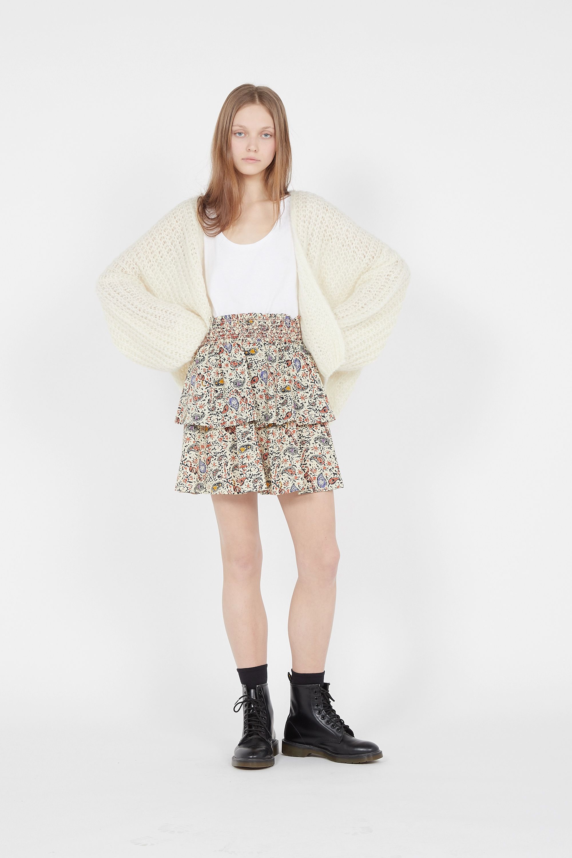 GRACE ET MILA Jupe courte imprimée en coton ELVIRA Beige