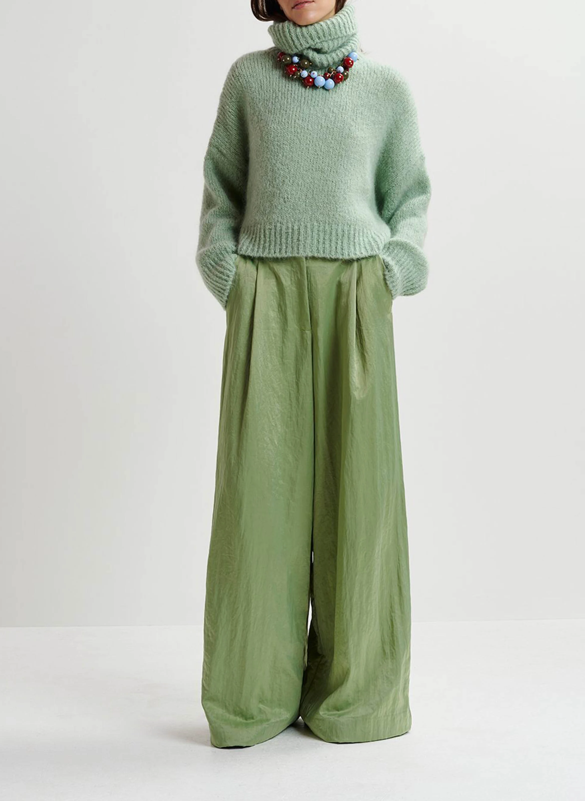 GRIFFIN - Pull col roulé en mohair mélangé | Vert