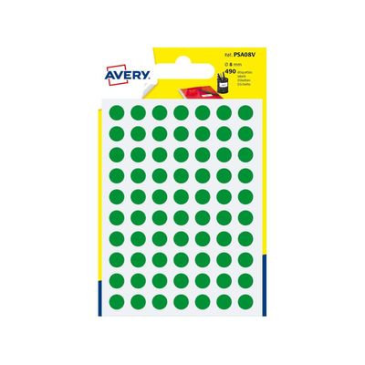 Avery - 490 Pastilles adhésives - vert - diamètre 8 mm