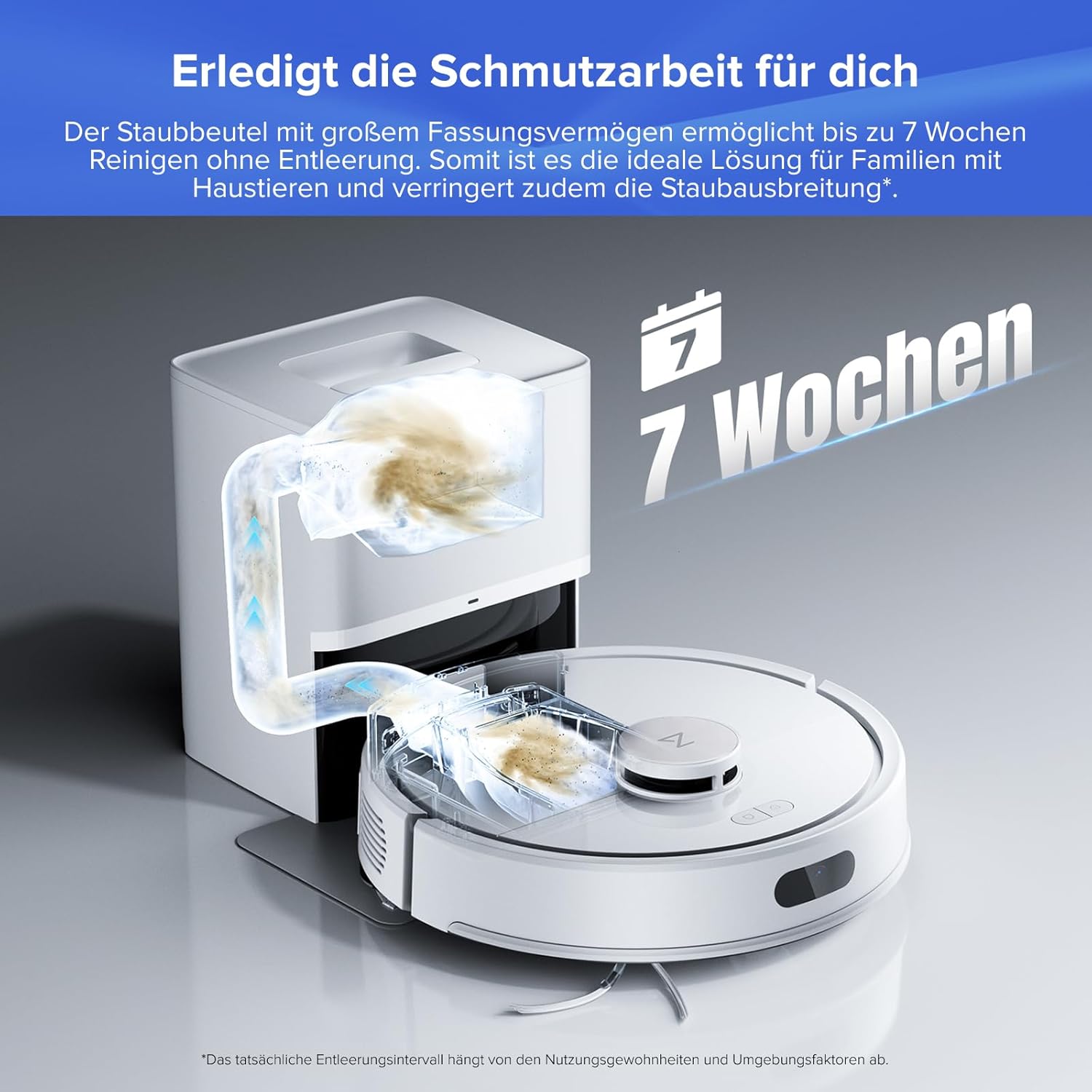 roborock Q7 L5+ Set Saugroboter mit Wischfunktion Absaugstation, verbessert von Q5 Pro+, Dual Anti-Tangle System, 8000Pa Saugkraft, LiDAR-Navigation, Staubsauger Roboter für Teppiche & Tierhaar, Weiß