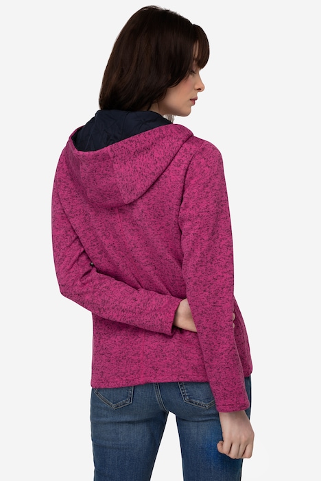 Strickfleece-Jacke, Kapuze, Zipptaschen