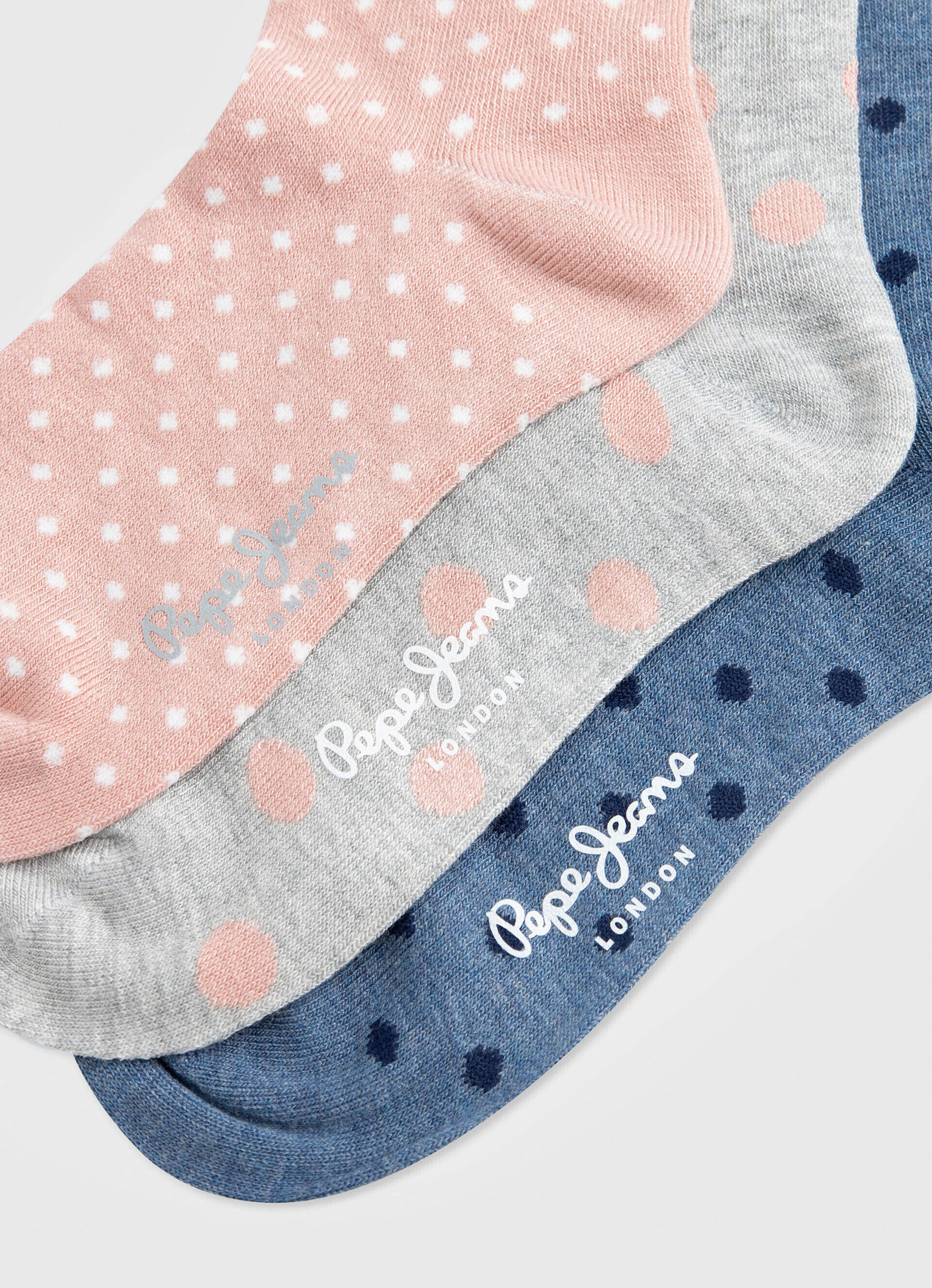 Conjunto de 3 meias estampadas com bolinhas - multi37