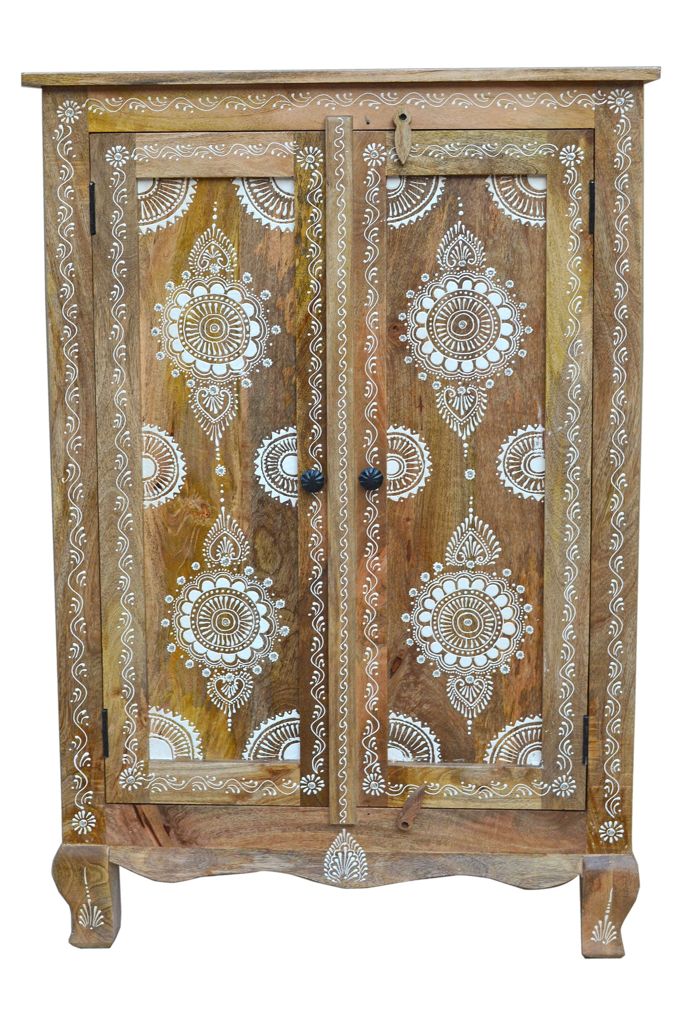 Home affaire Highboard »Gullaba« Kommode, Hand bemalt, Breite/Höhe 80/120 cm