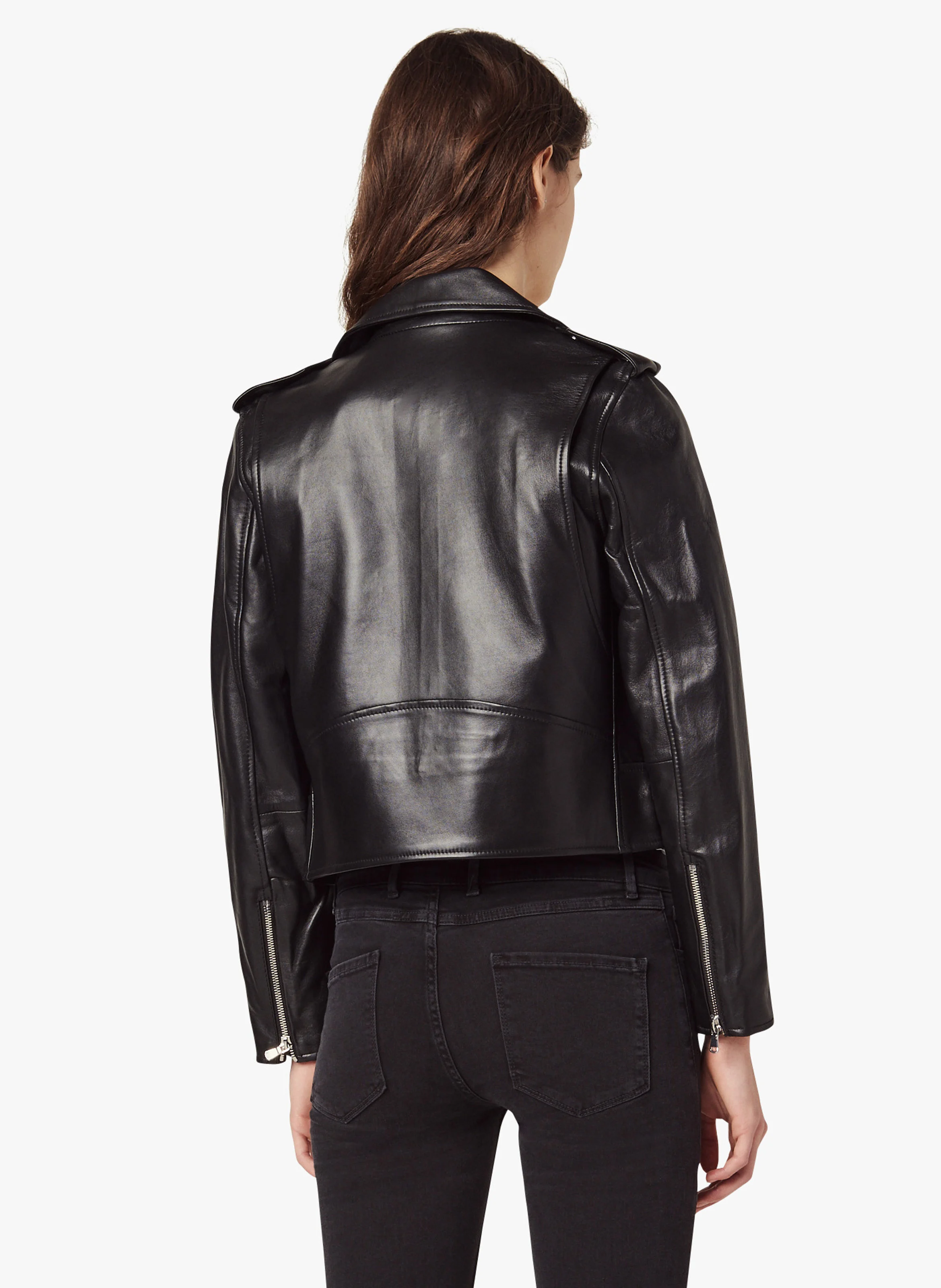 Blouson zippé en cuir | Noir