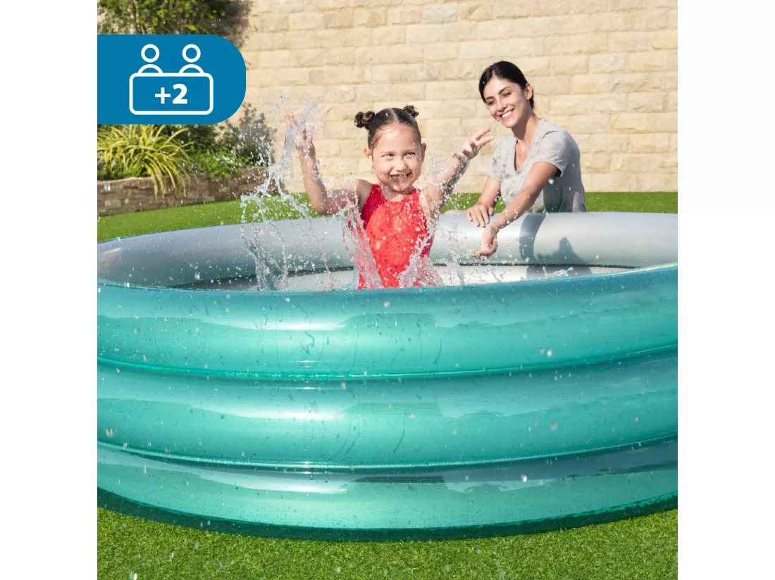 Piscine Gonflable pour Enfants +6 Ans Bestway Play Pool 201x53cm avec 3 Anneaux Gonflables Couleur Bleu Métallisé