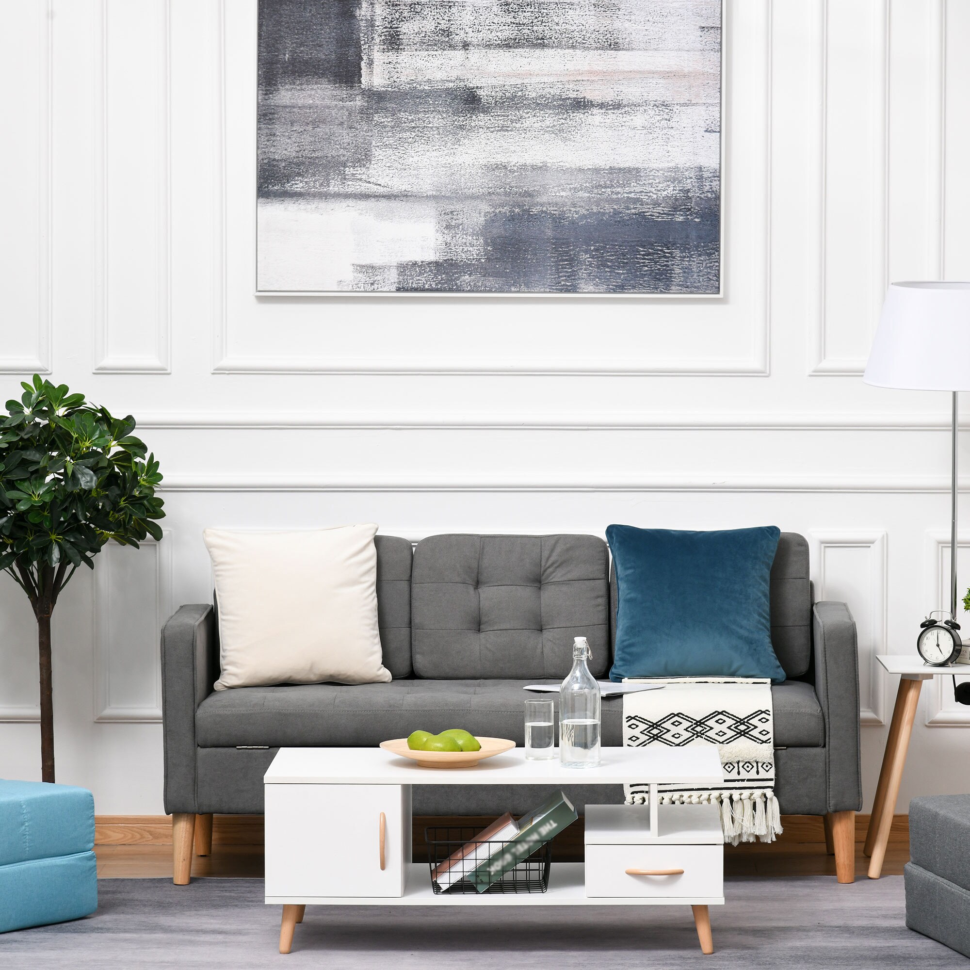 HOMCOM 3-Sitzer-Sofa mit abnehmbaren Kissen grau 166,5 x 62 x 82 cm (BxTxH)