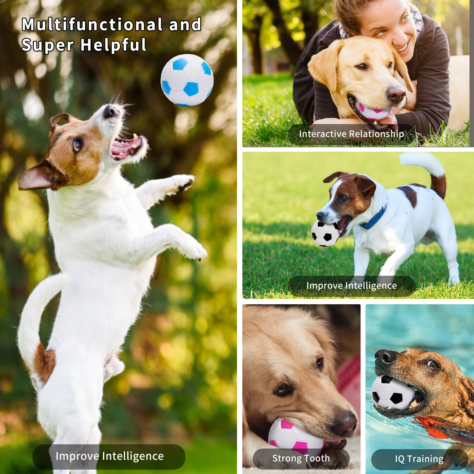 Bola para Cães Nobleza, Pacote com 6 Bolas Interativas para Cães, Bola de Borracha Natural Durável para Cães, Bola Interativa para Cães de Pequeno, Médio e Grande Porte, 7,2cm