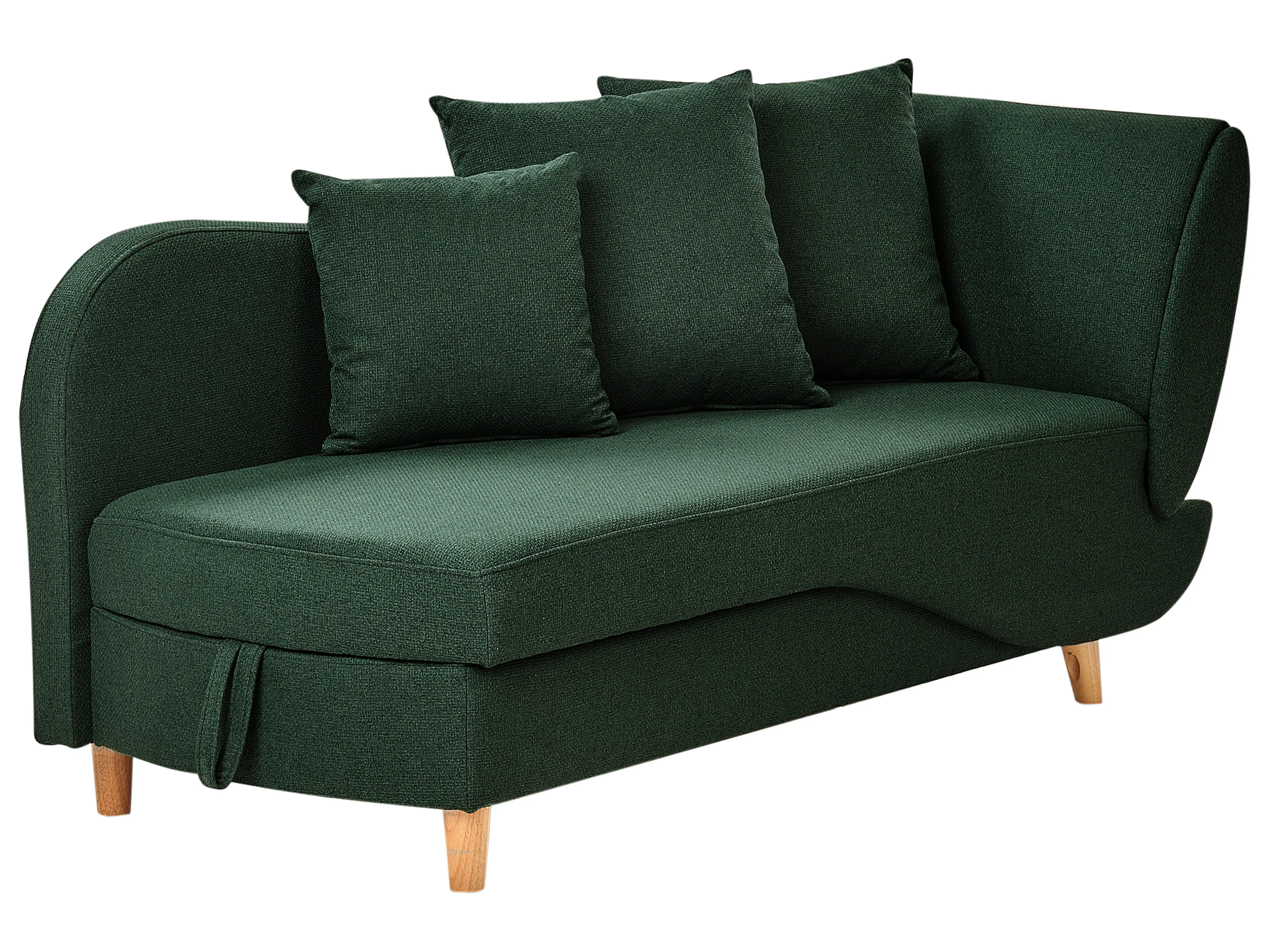 Rechtszijdige chaise longue MERI Kunstlinnen Groen met opbergruimte