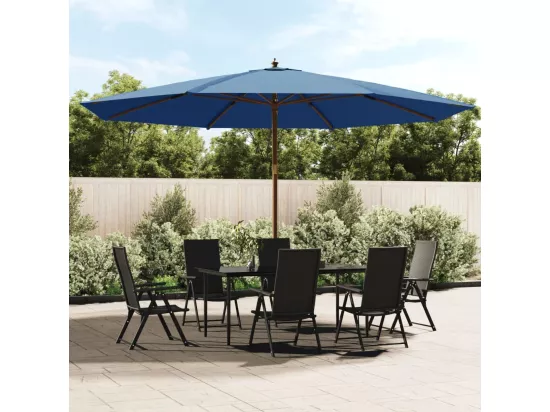 Parasol de jardin avec mât en bois bleu azuré 400x273 cm