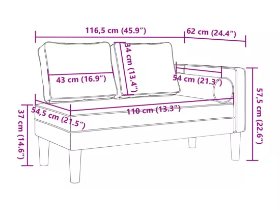 Prolenta Premium - Chaise longue avec coussins bleu velours