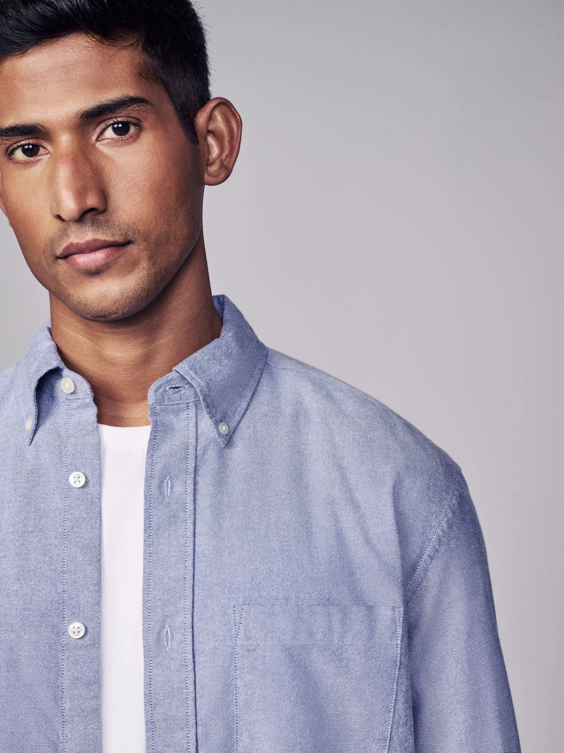 Lichtblauw - Soft Touch Oxford Long Sleeve Shirt