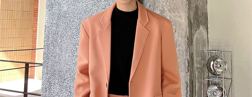 Omozando - Effen enkelrijs blazer / Middelhoge wijde broek