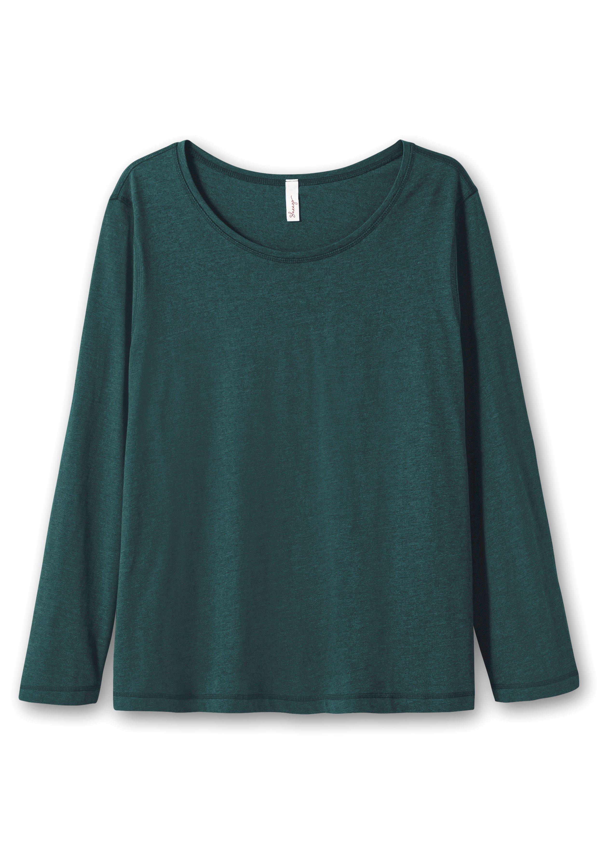 Langarmshirt aus Jersey, in melierter Optik