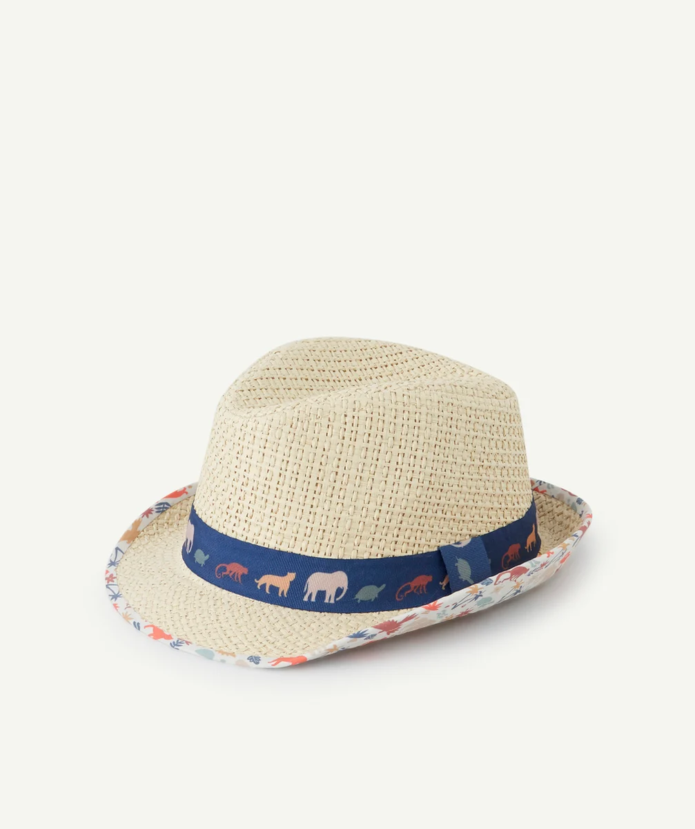 CHAPEAU DE PAILLE BÉBÉ GARÇON AVEC IMPRIMÉ ANIMALIER