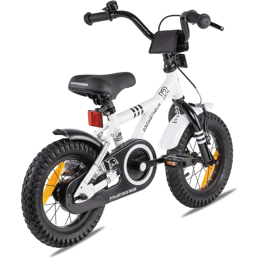 PROMETHEUS BICYCLES® Kinderfahrrad 12 in Weiß & Schwarz ab 3 Jahre mit Stützräder