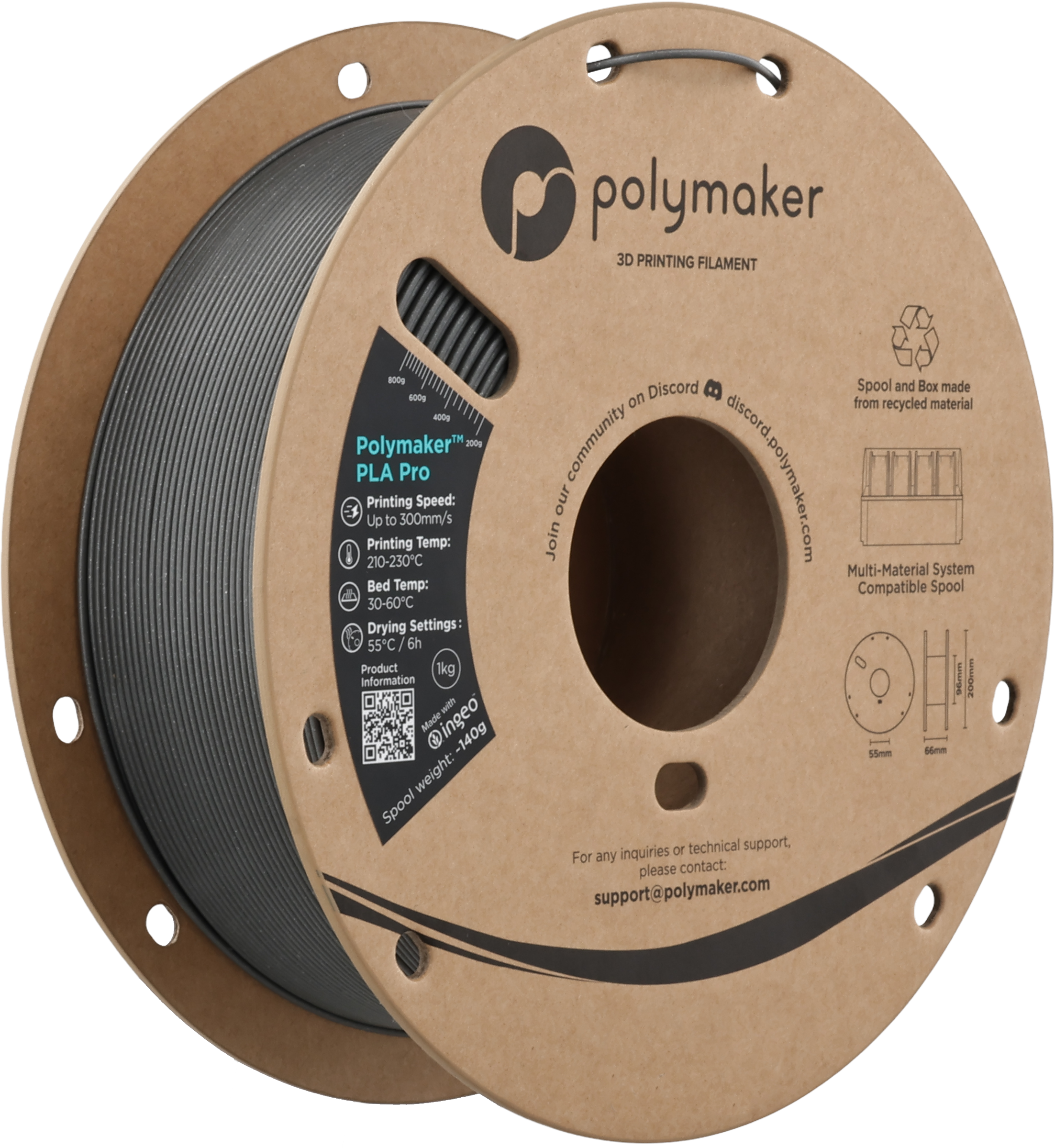 Polymaker  PLA Pro Metallic Chrome, 1,75 mm / 1000 g    Neue, verbesserte Formulierung: Hochleistungs-High Speed-PLA in Metallic Chrome