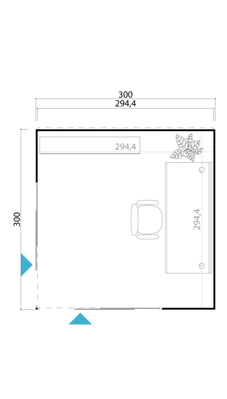 Blockbohlenhaus PALERMO 3 - naturbelassen - 300x300 cm