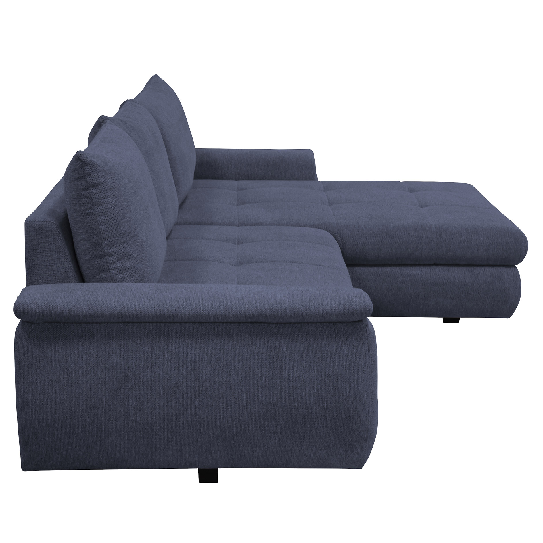 Ecksofa - navy - mit Liegefunktion - Staukasten rechts