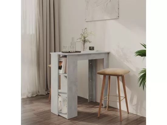 Table de bar avec étagère Gris béton 102x50x103,5 cm Aggloméré