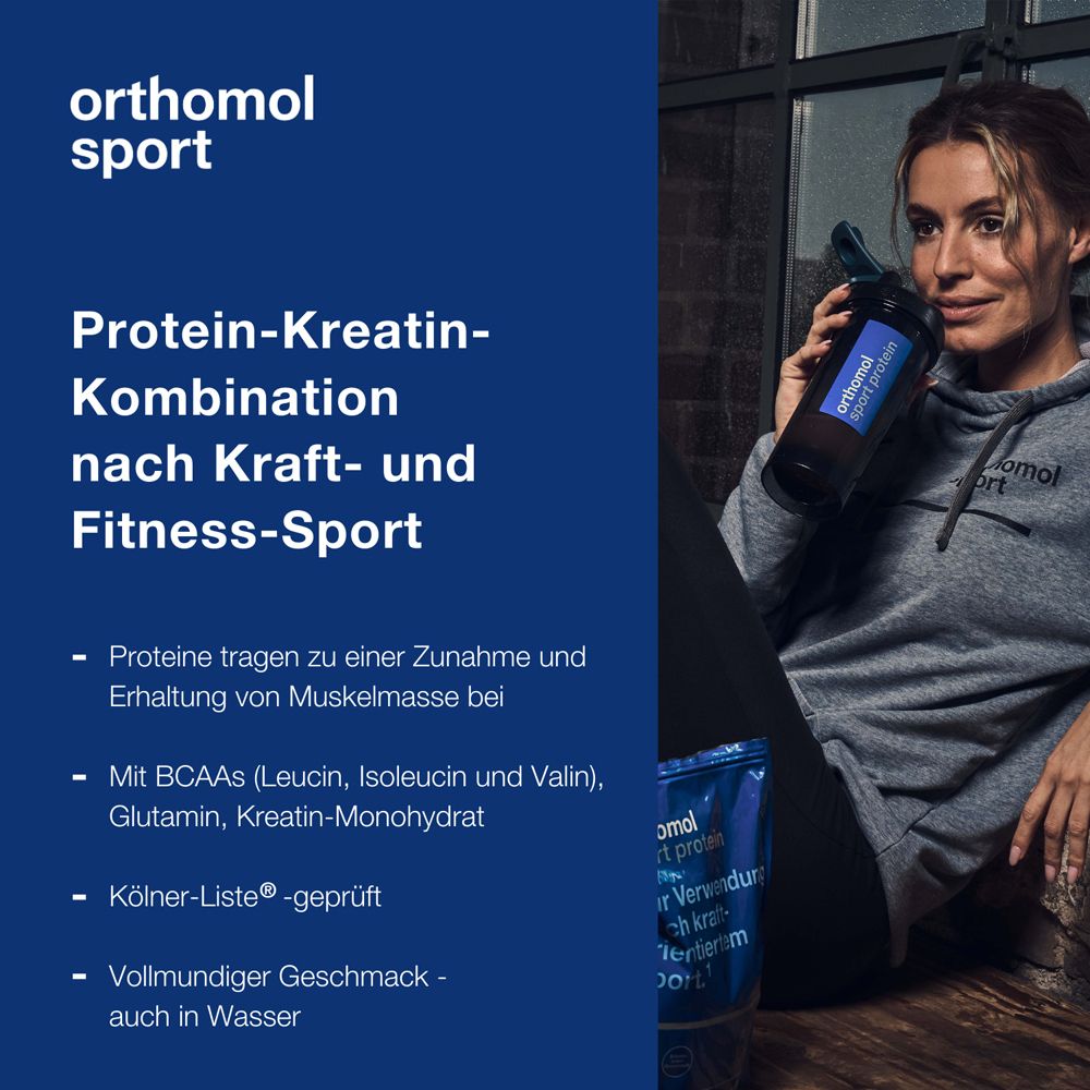 Orthomol Sport protein - Regeneration nach dem Kraftsport - Eiweißpulver mit Kreatin und BCAA - Vanille-Geschmack - Pulver