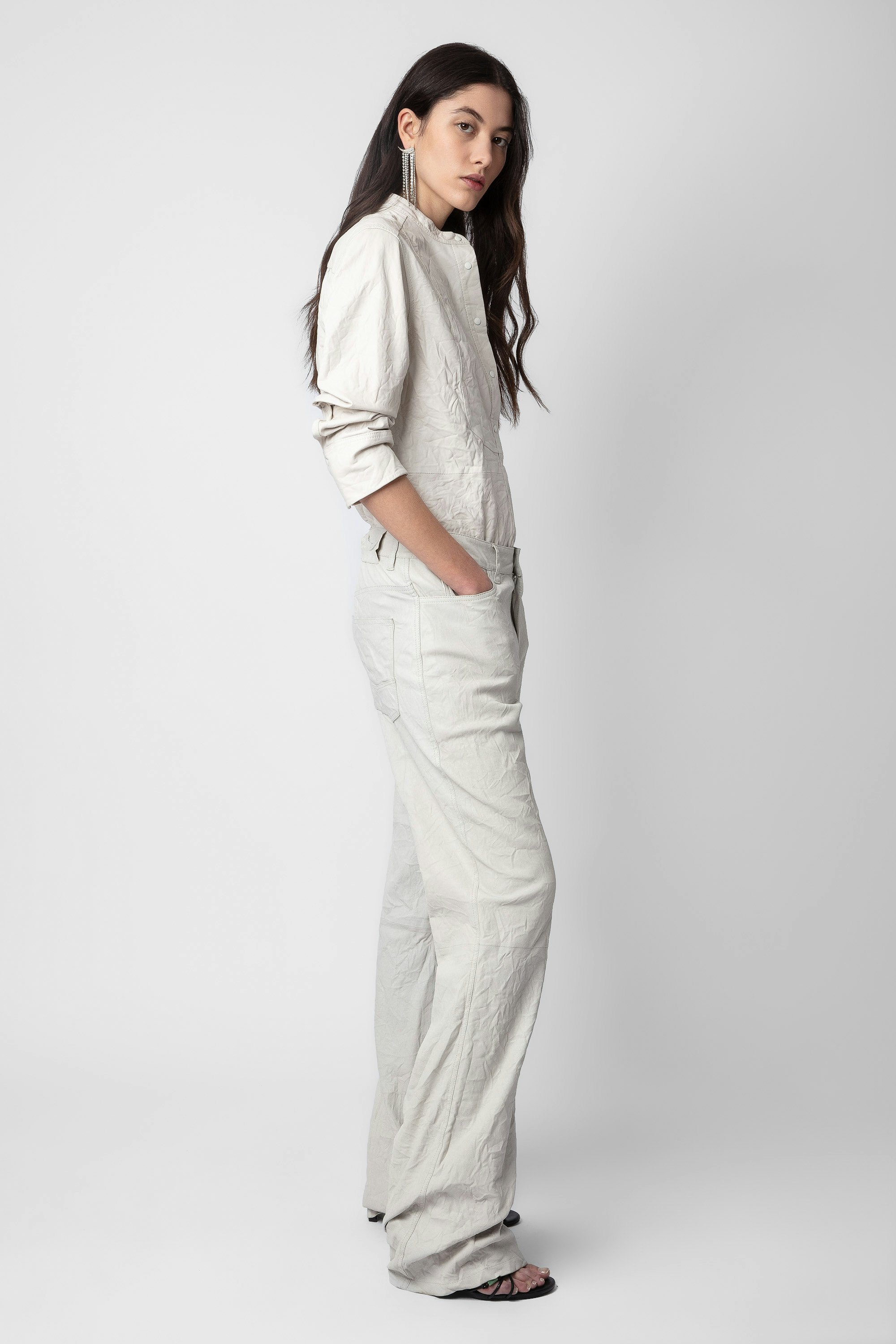 Pantalon Pistol Cuir Froissé