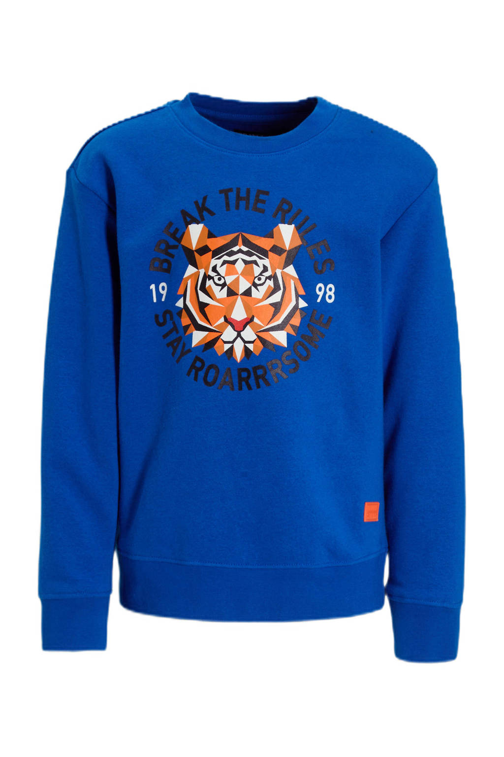 Orange Stars sweater Roc met printopdruk blauw