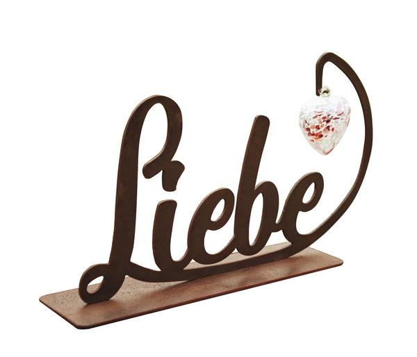 Ferrum Metall-Schriftzug Liebe, mit Glasherz,