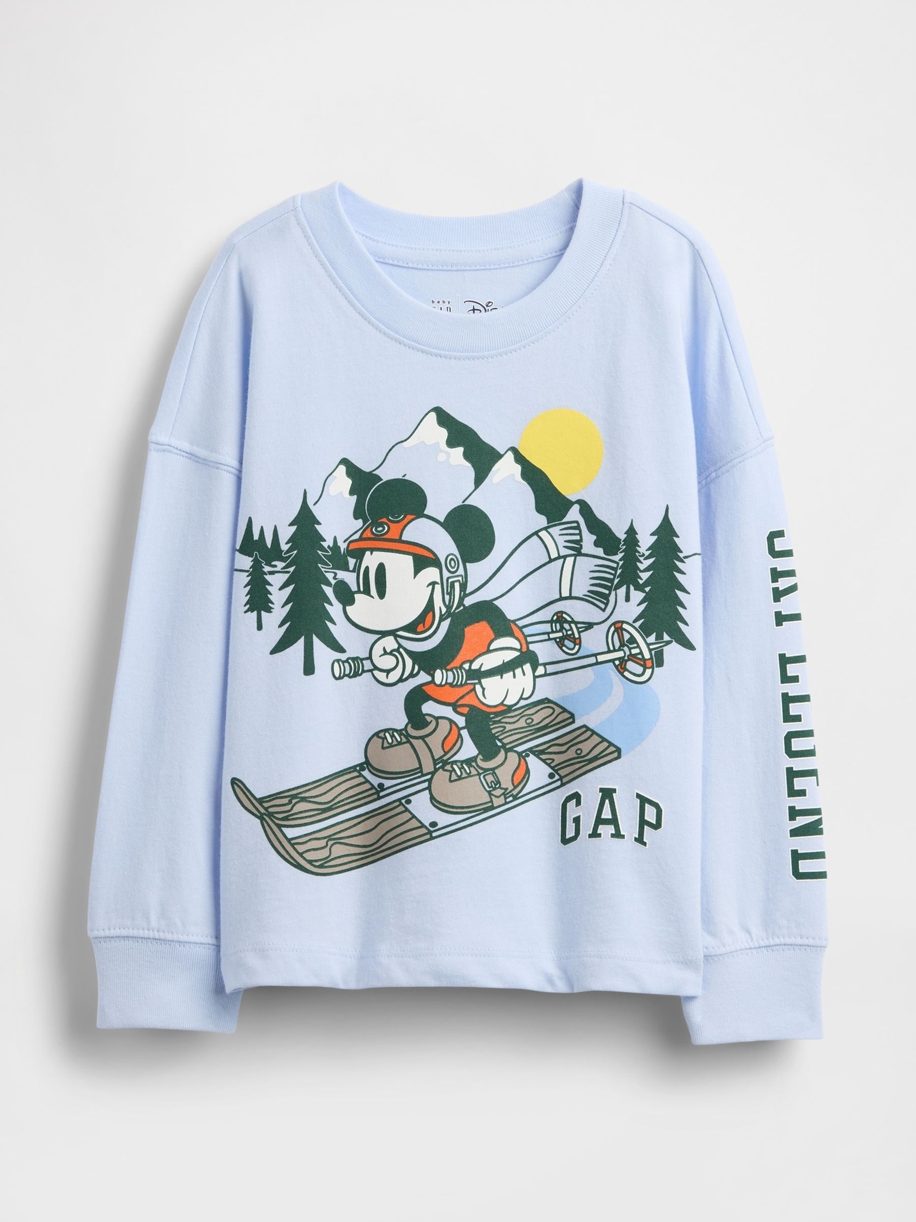 Blauw Mickey Mouse™ - Gap Disney Long Sleeve Christmas T-Shirt (6mths-5yrs)