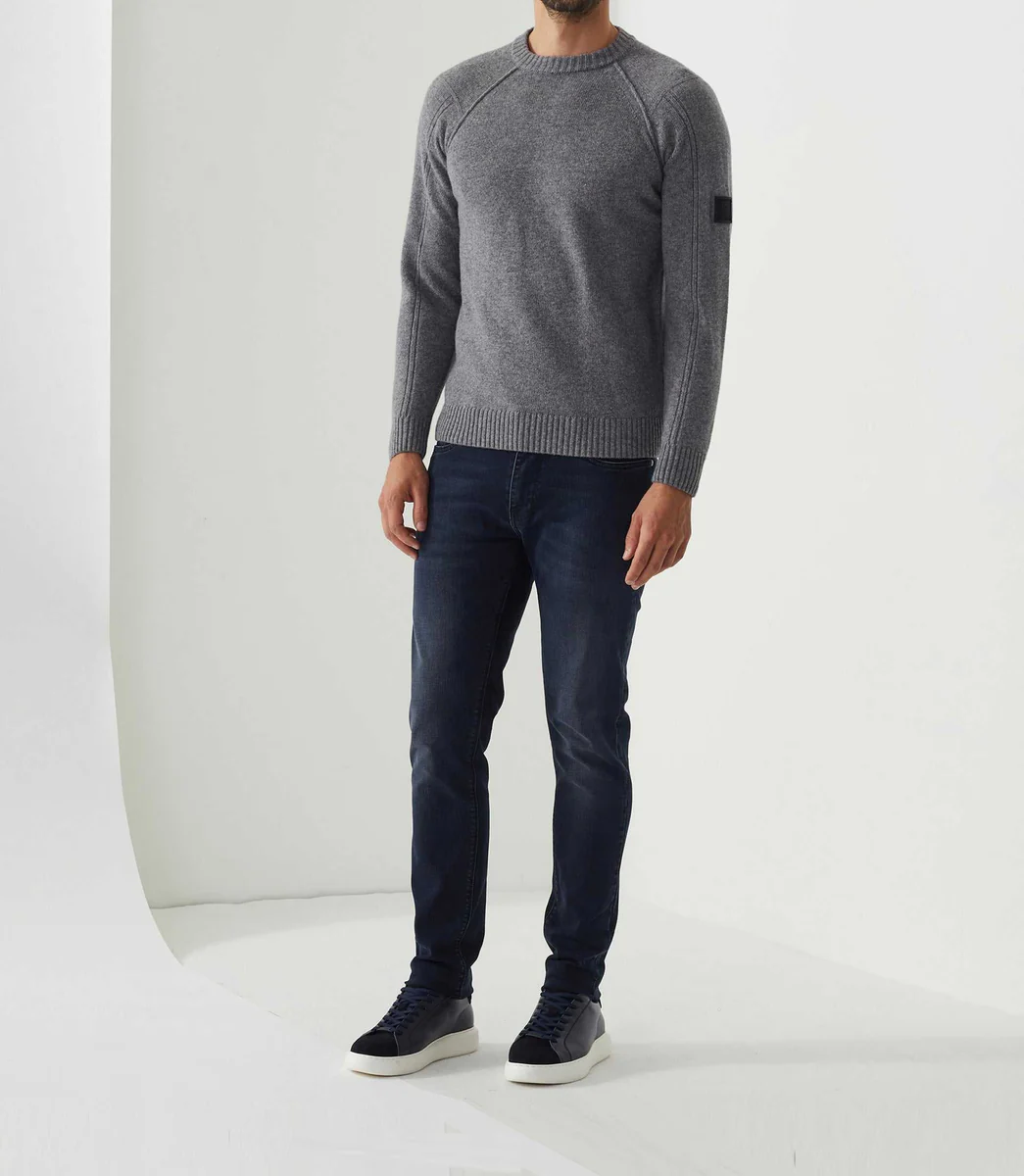 Pull col rond gris 