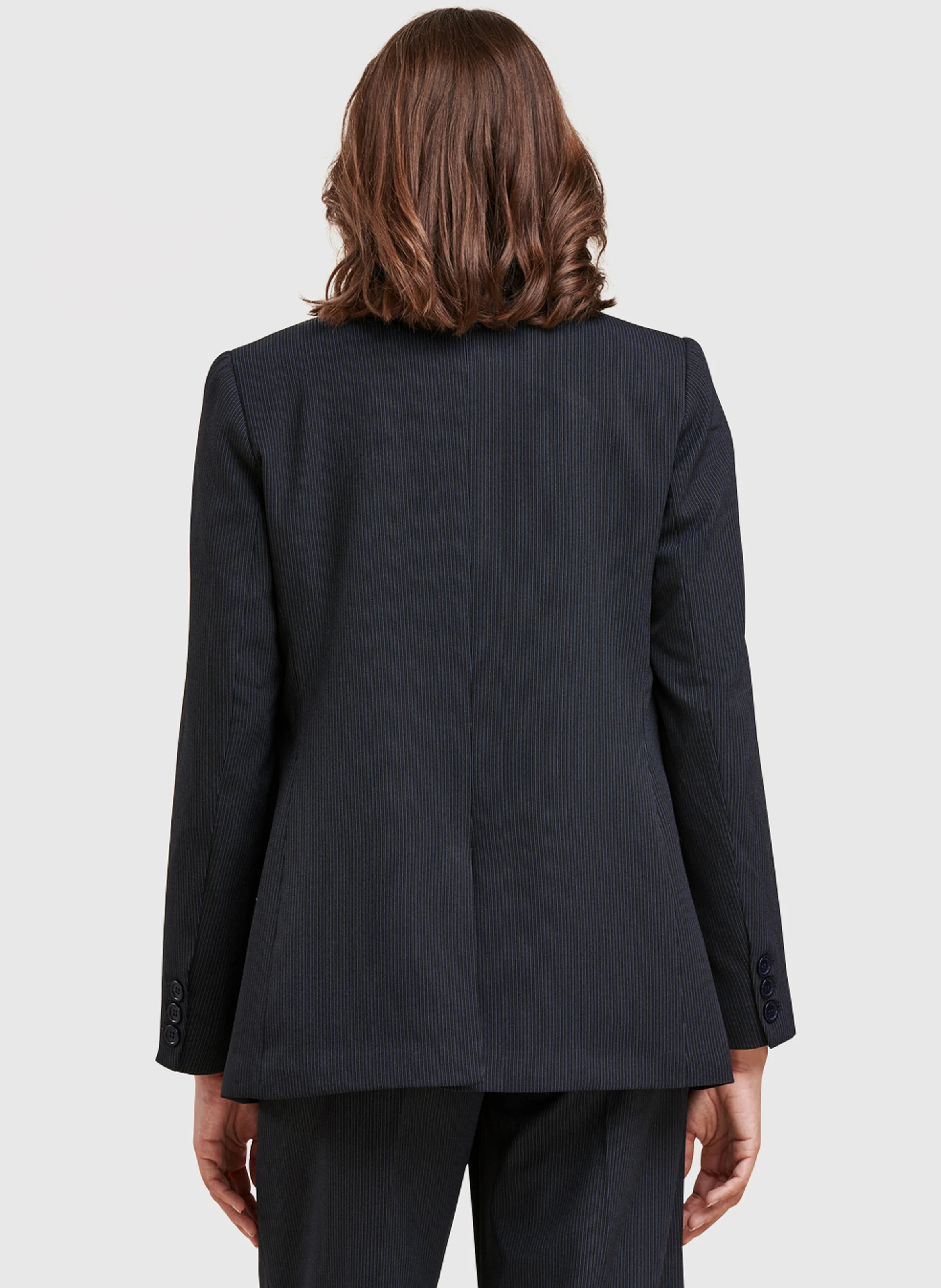 Veste col tailleur rayée| Bleu