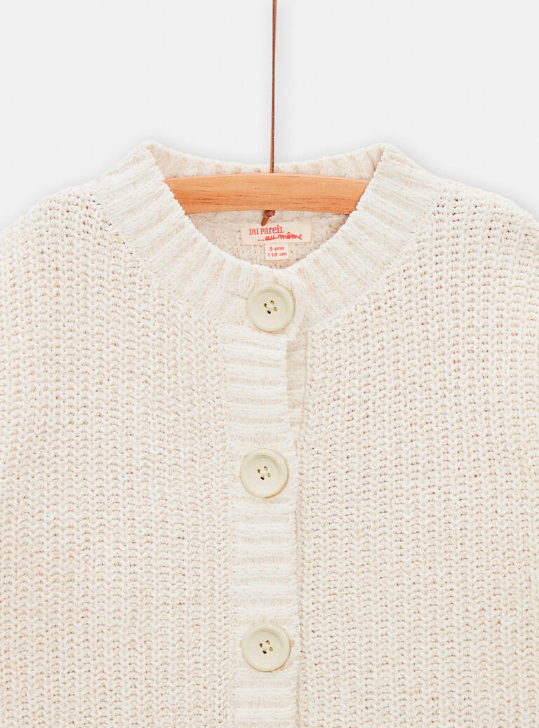 Cardigan en maille écru pour fille