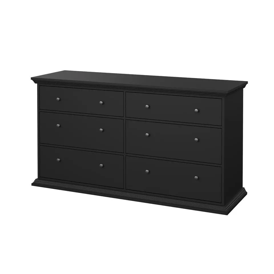 Hioshop North kommode 6 laden zwart mat