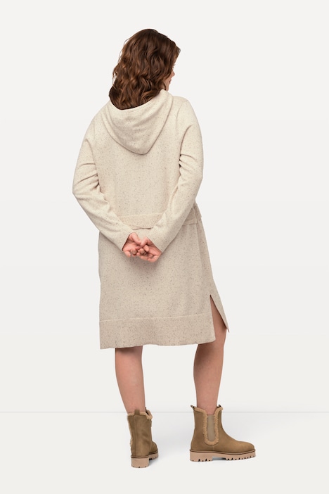 Strickkleid, Noppen, Kapuze, Langarm, Biobaumwolle
