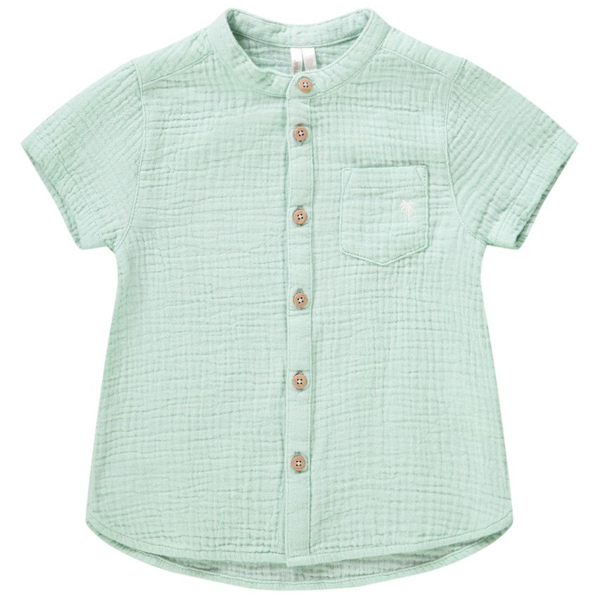 Chemise manches courtes en gaze de coton pour bébé garçon - Vert