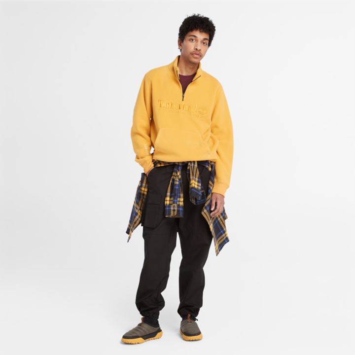 Casaco polar masculino com meio zíper Polartec Série 200 na cor amarela