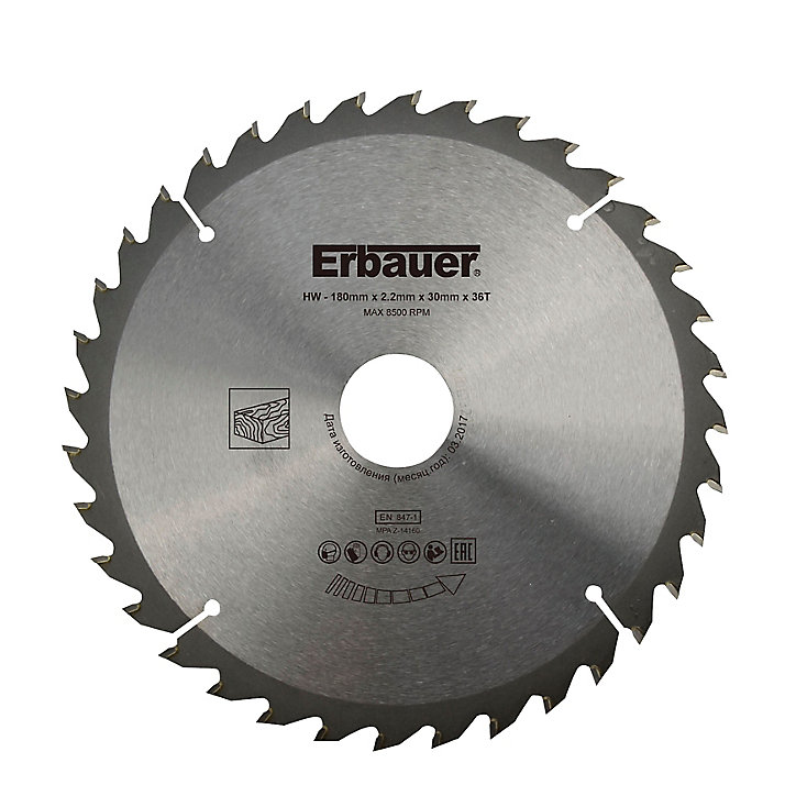 Lame de scie circulaire Bois Erbauer Ø180 x30/20/16 coupe moyenne 36 dents