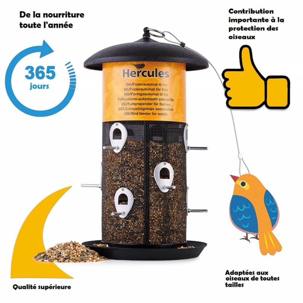 Mangeoire oiseaux extérieur à suspendre pour oiseaux sauvages pour jardin balcon distributeur de nourriture«34722 nourri-silo»