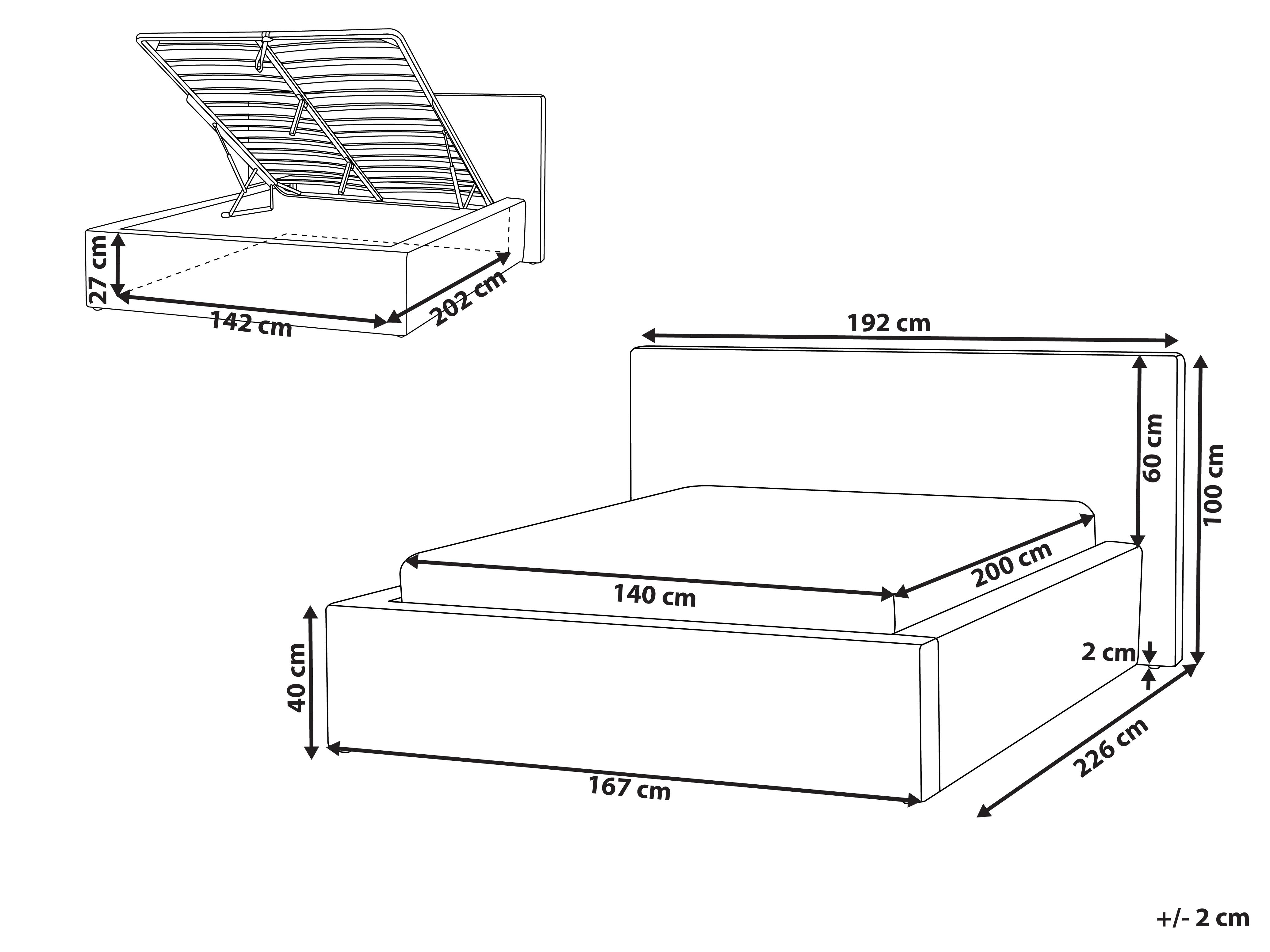 Bed met opbergruimte Corduroy LILLEBONNE 140 x 200 cm Lichtbeige