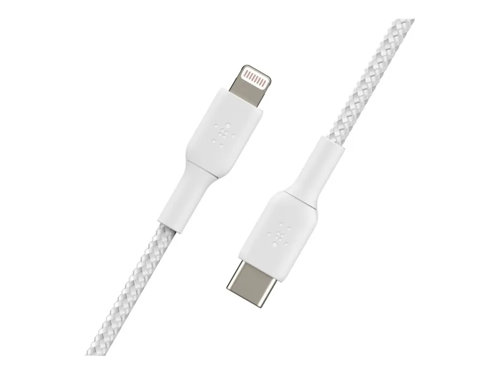 Belkin BoostCharge - Lightning-kabel - 24 pin USB-C han til Lightning han - 1 m - hvid - USB Power Delivery (18 W)