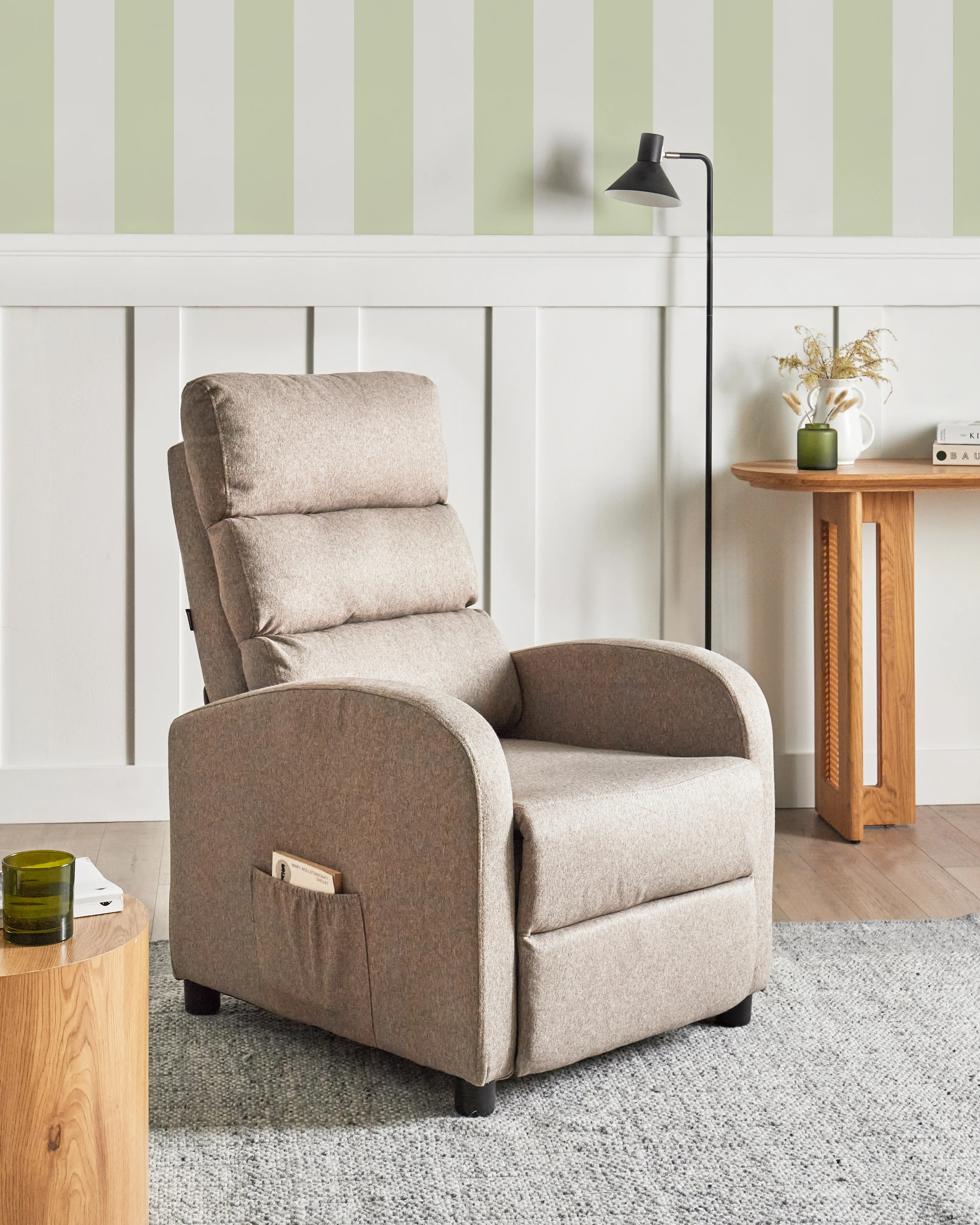 Relaxfauteuil OTUS inclusief voetensteun Stof Taupe