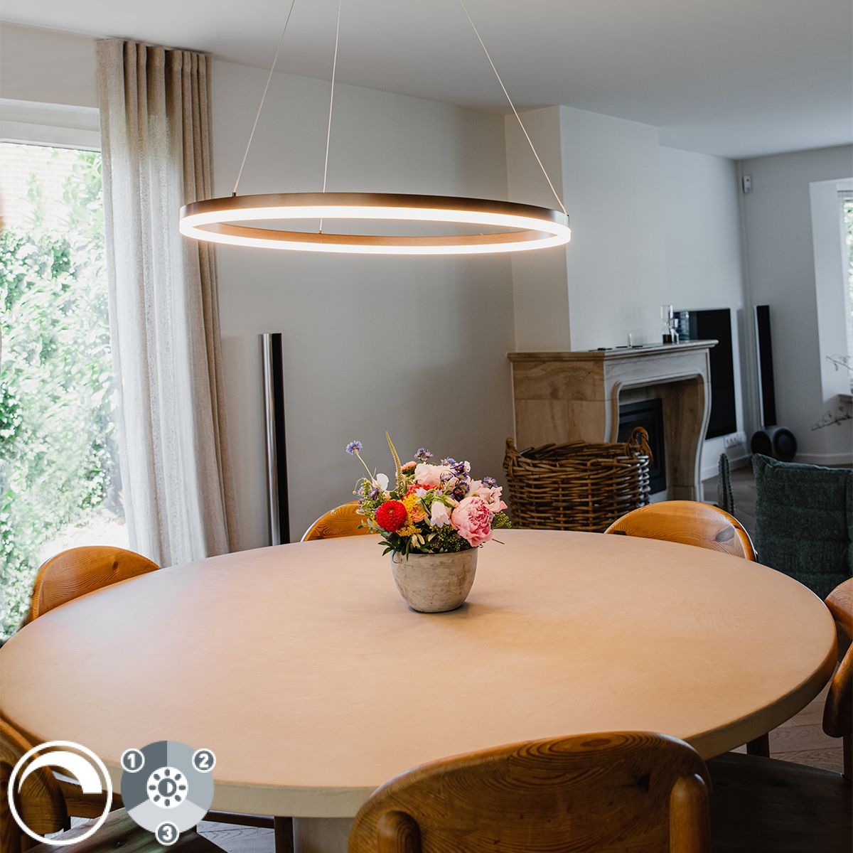 Hanglamp donkerbrons 80 cm incl. LED 3-staps dimbaar - Anello