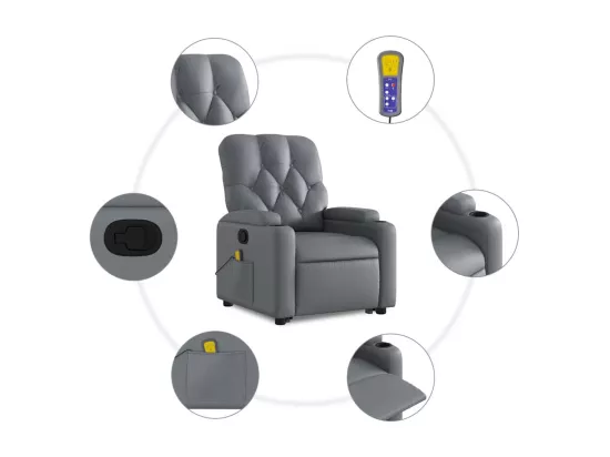 Fauteuil inclinable massant Gris Similicuir