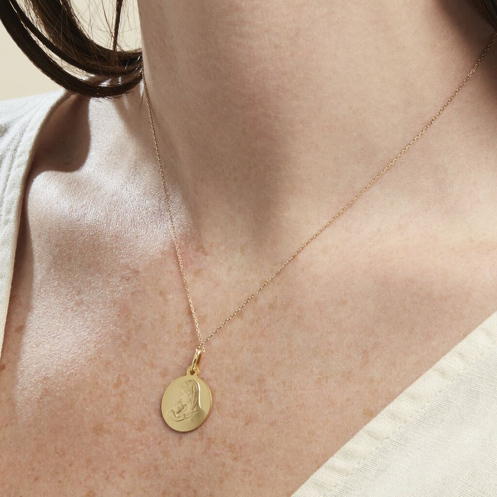 Medaille Or Jaune Vierge A L'enfant