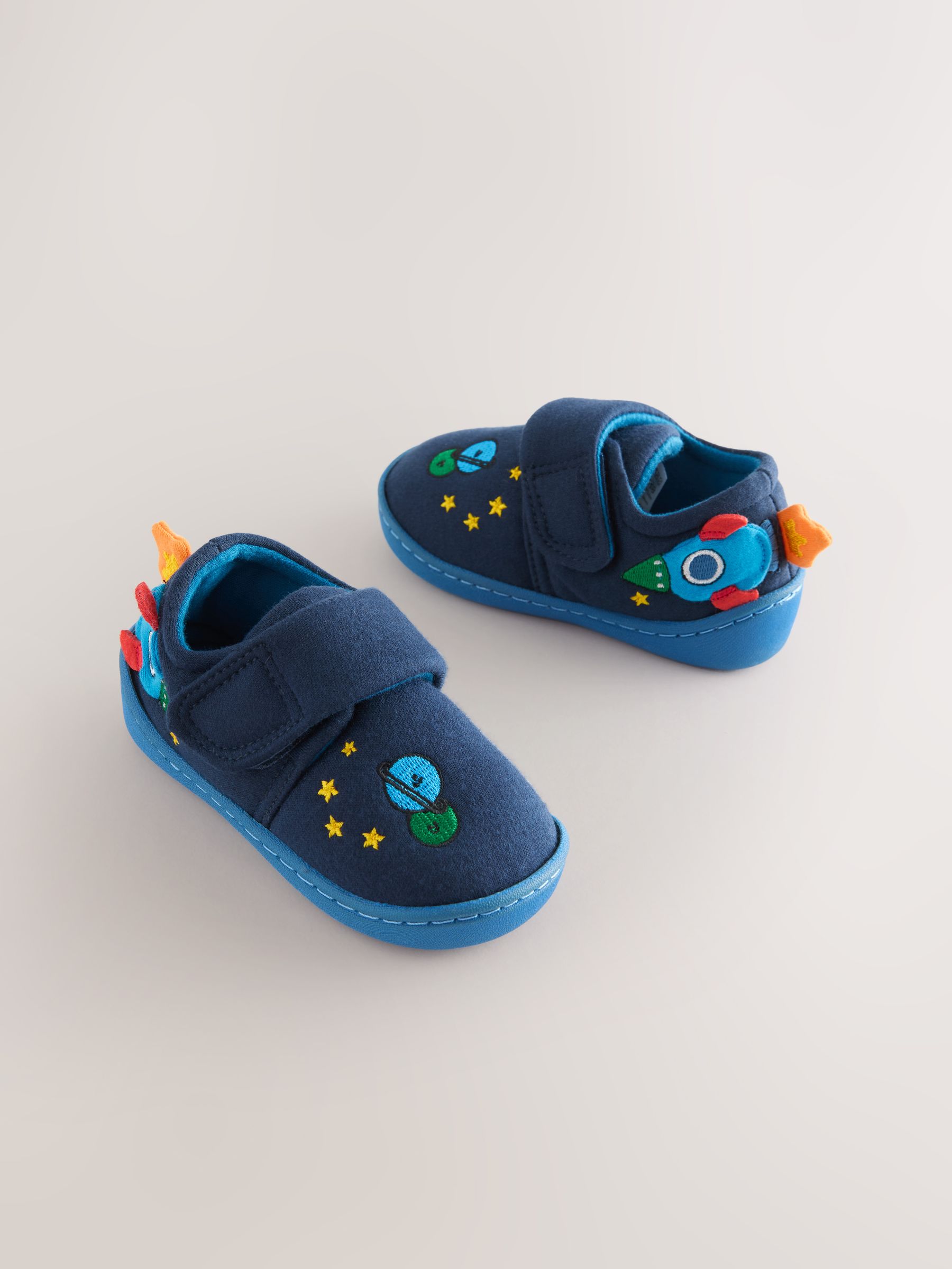 Marineblauw raket - Warm gevoerde pantoffels met kuipzool