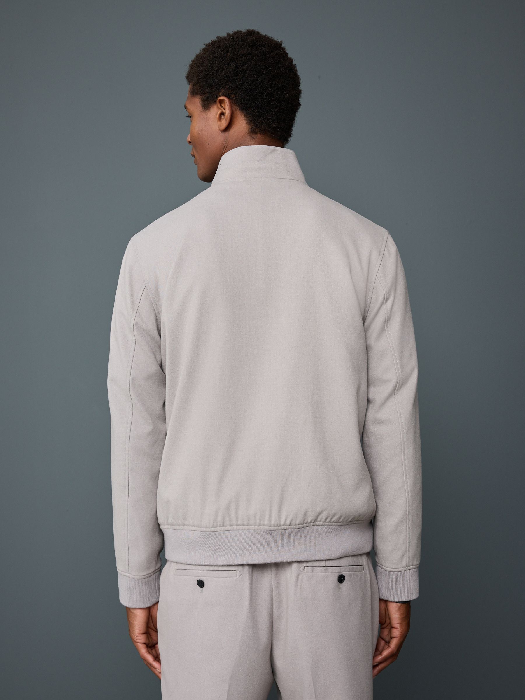 Neutraal - Smart Soft Touch Funnel Neck Jacket With Faux Suede Trim Detail